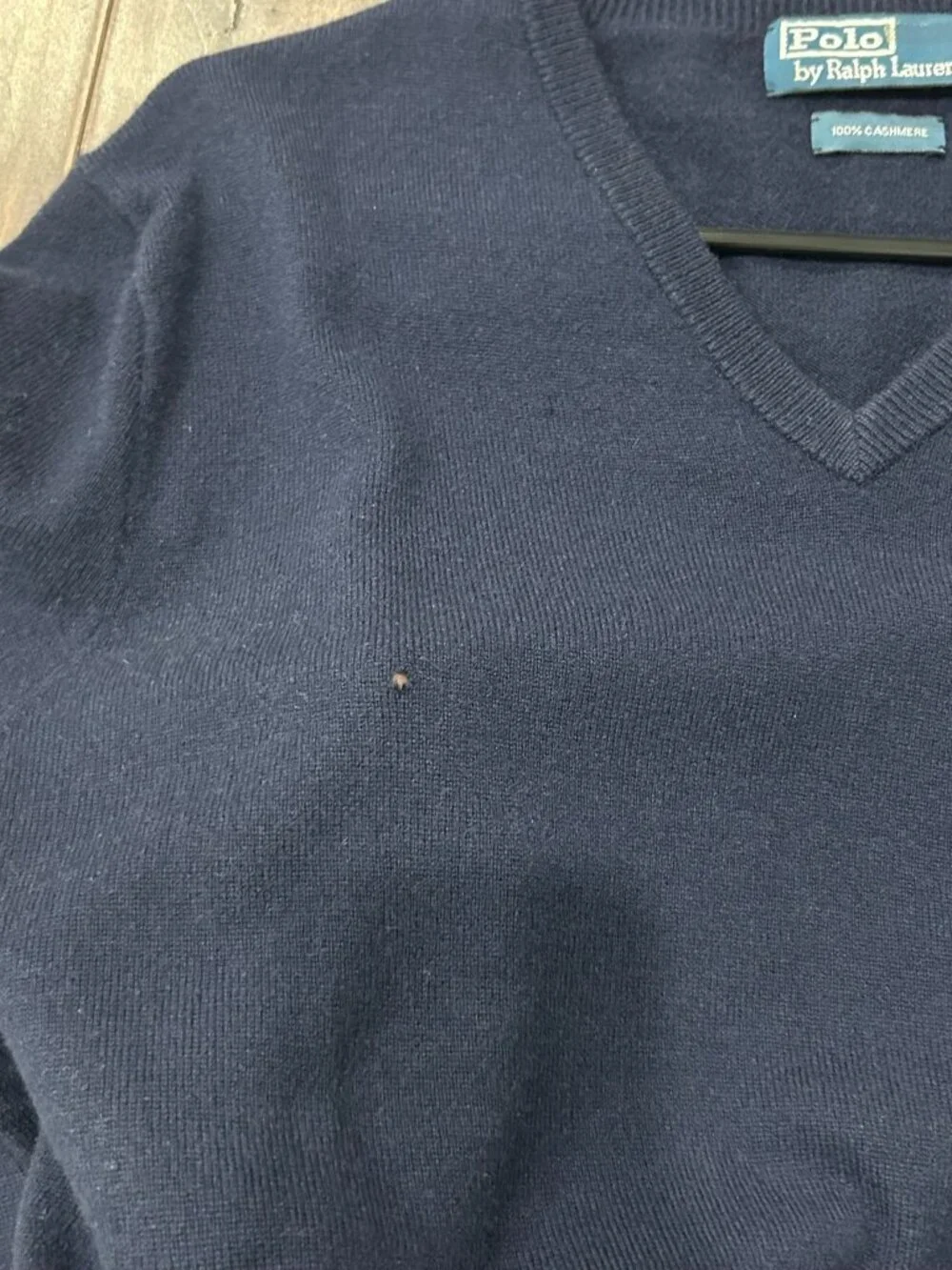 Polo Ralph Lauren Large Mens Navy V-Neck Cashmere Sweater Old Money Quiet Luxury